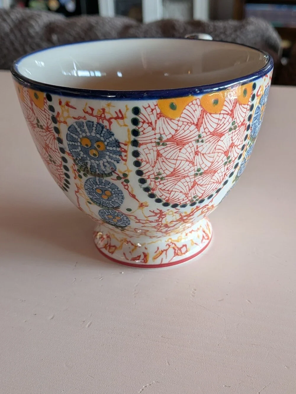 { Anthropologie } Kebaya Footer Pedestal Boho Mug